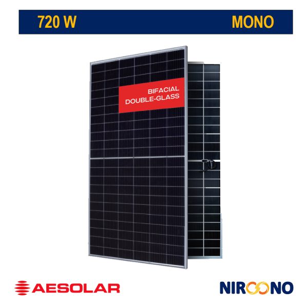 پنل خورشیدی 720 وات مونوکریستال SILICON HETEROJUNCTION برند AE Solar